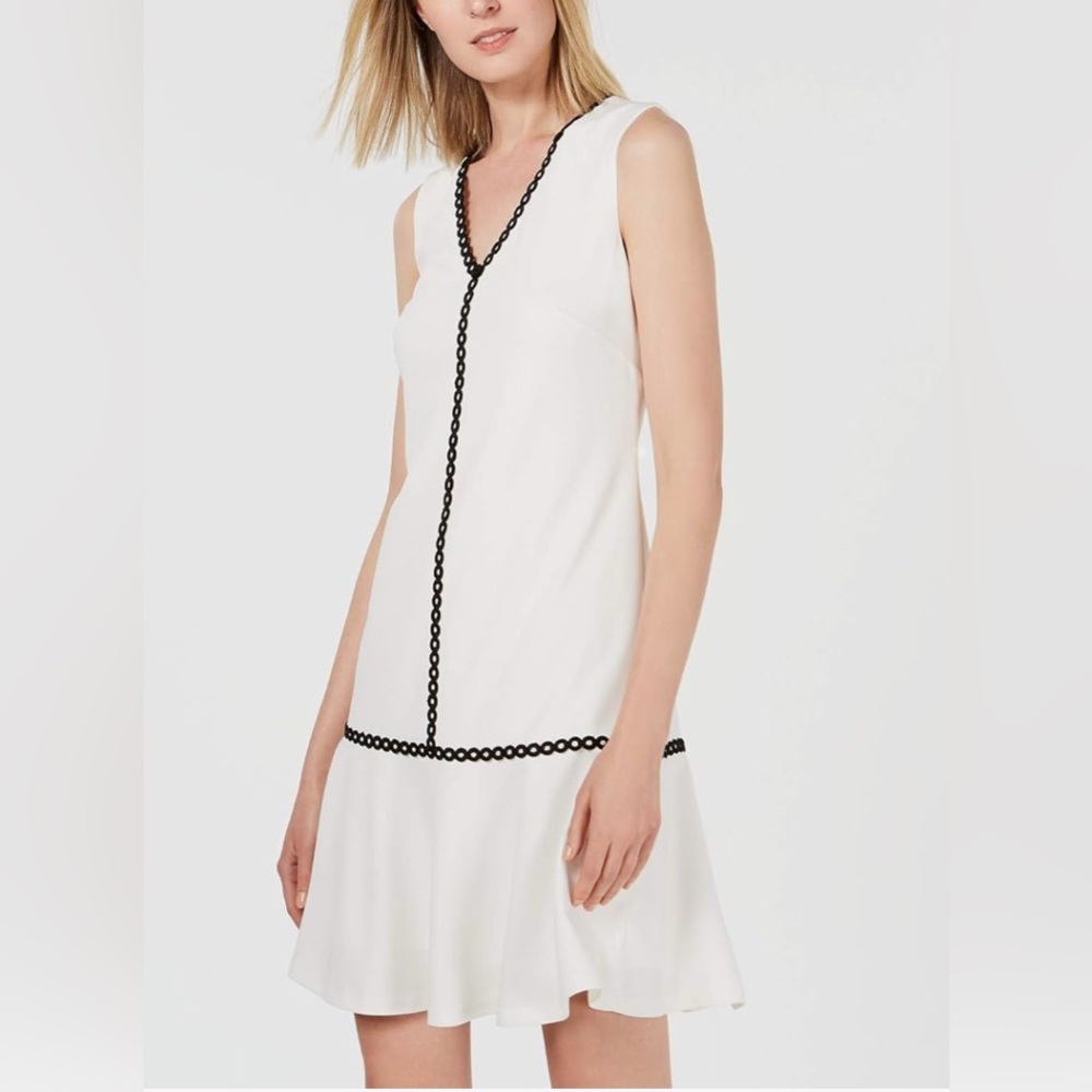 Calvin Klein White and Black Midi Dress